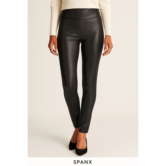 Spanx Faux Leather Leggings Sz Small NWOT | High Rise Shaping Stretch Pants Blac - Picture 1 of 8